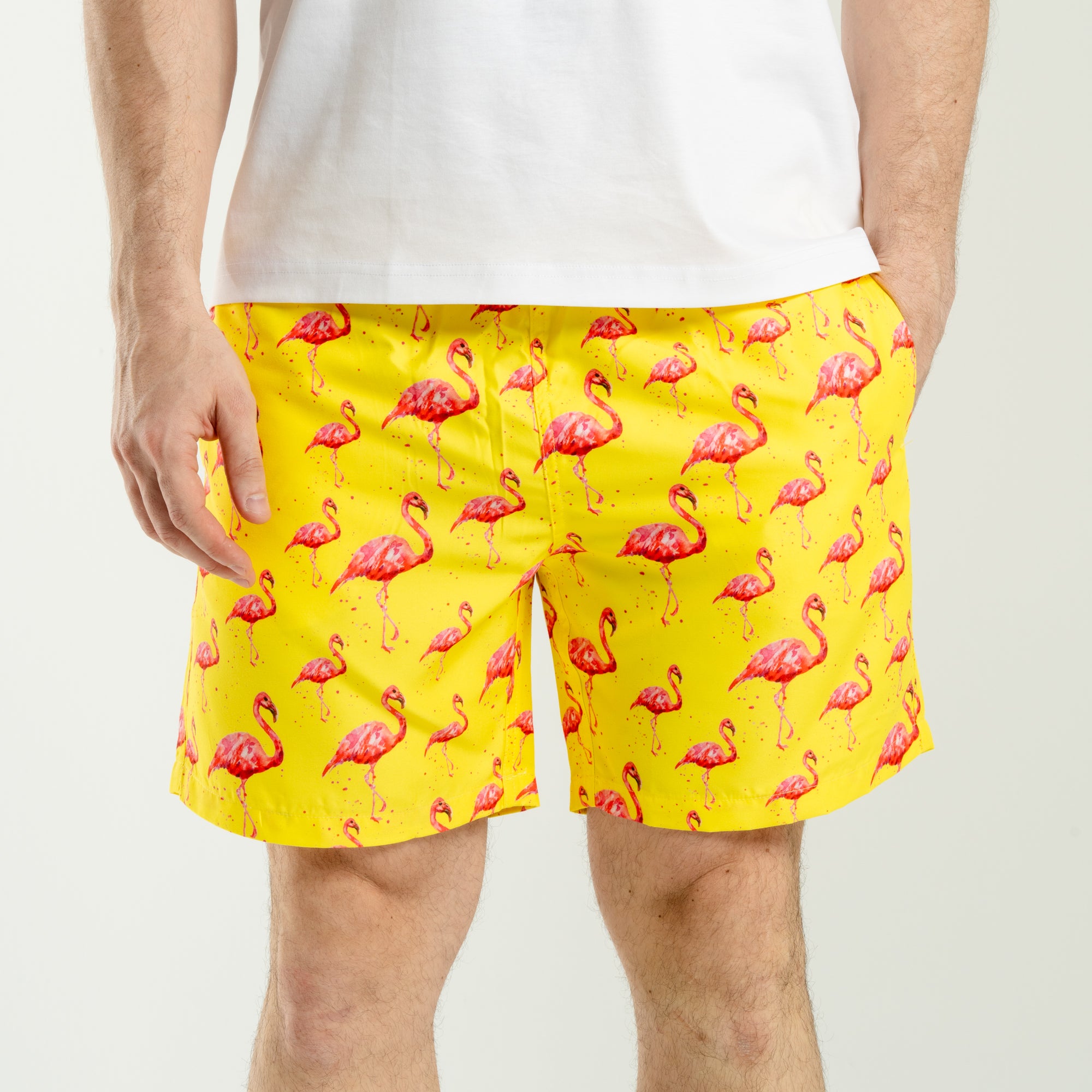 Shorts Yellow Flamingo