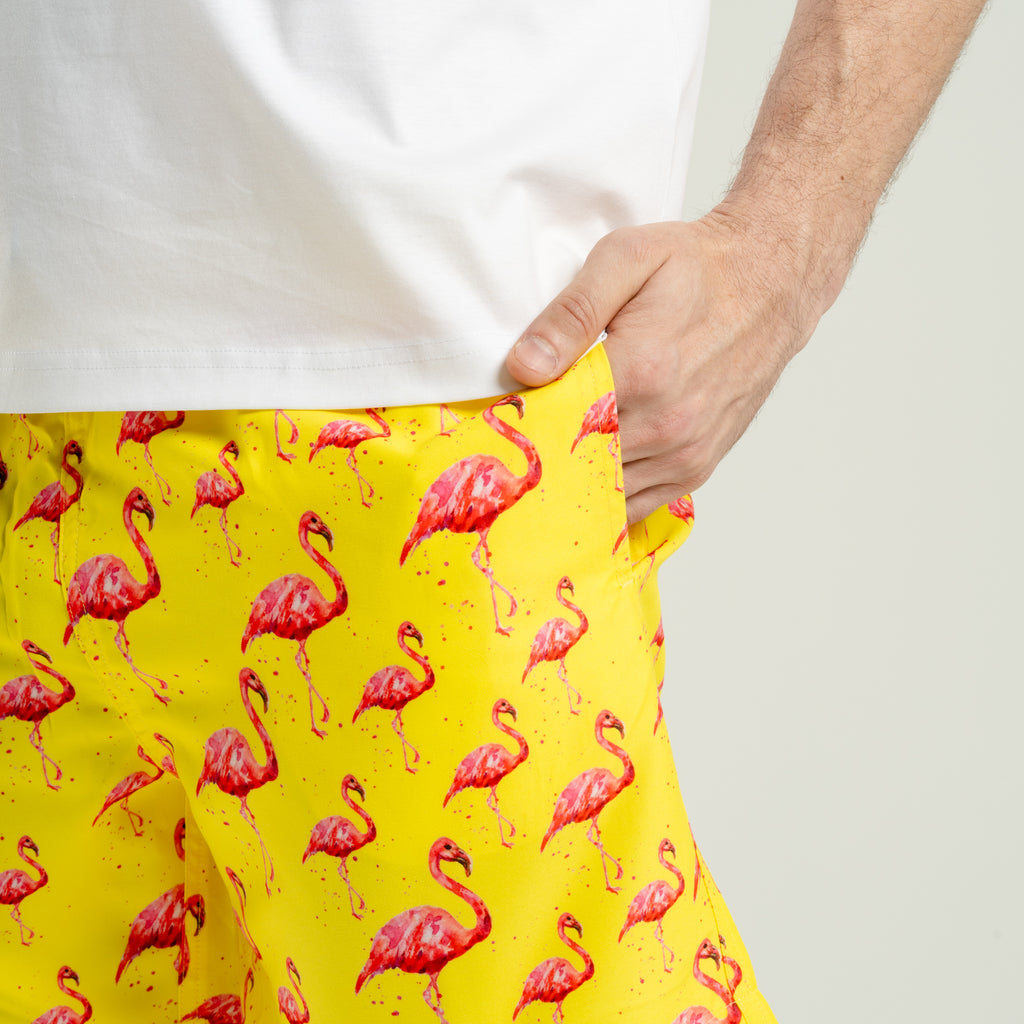 Shorts Yellow Flamingo