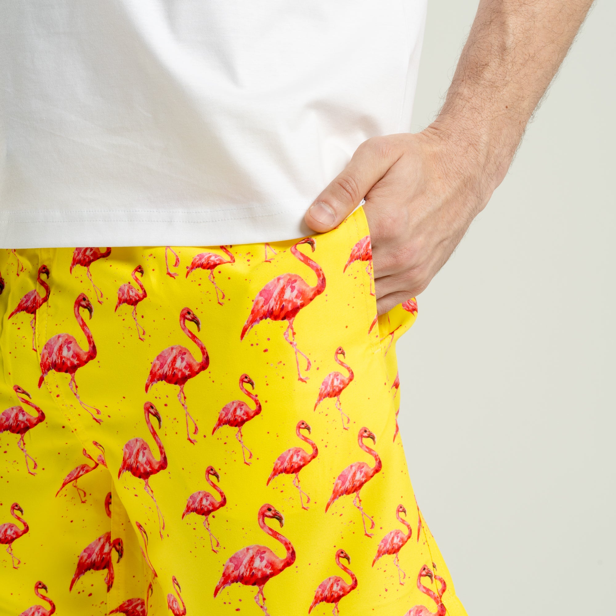 Shorts Yellow Flamingo