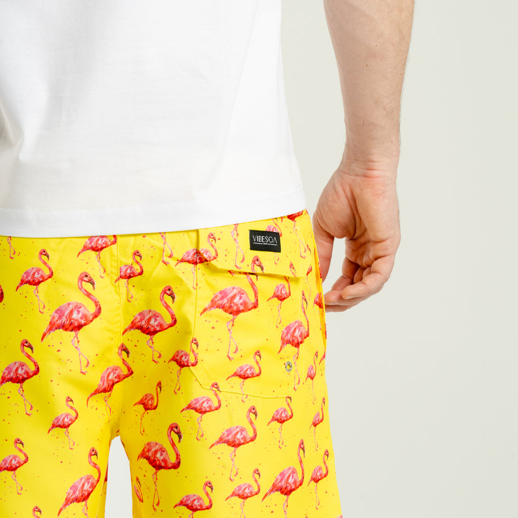 Shorts Yellow Flamingo