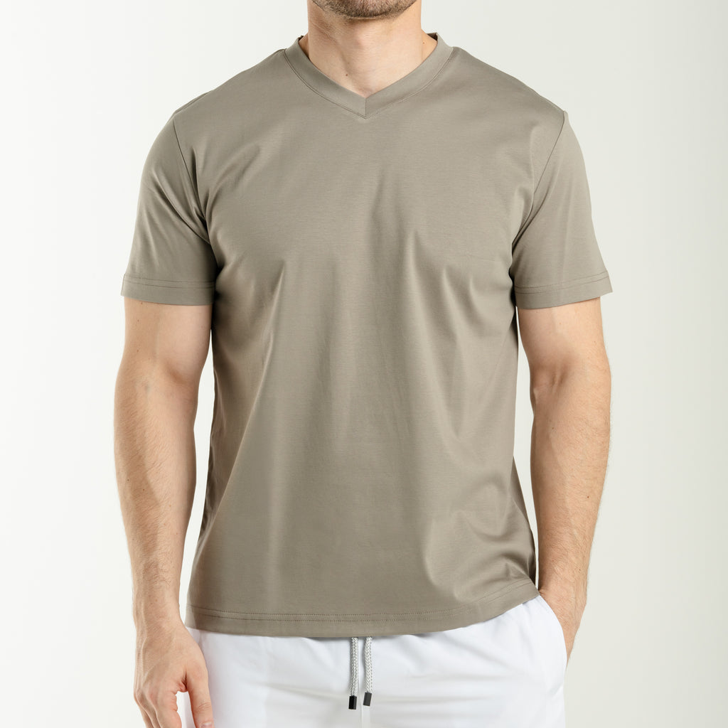 V Neck T-shirt - Brown
