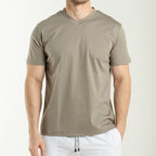 V Neck T-shirt - Brown
