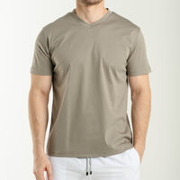 V Neck T-shirt - Brown