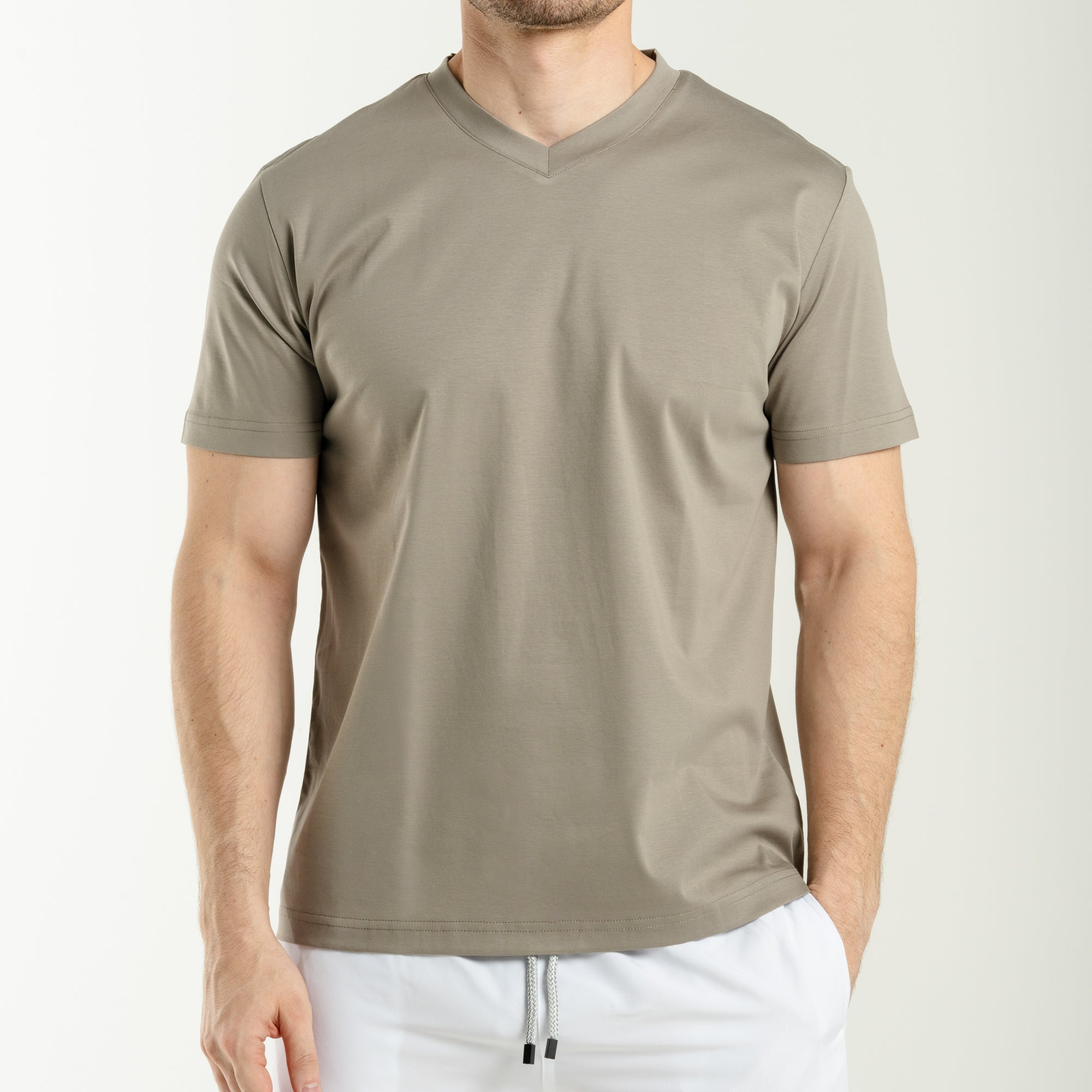 V Neck T-shirt - Brown