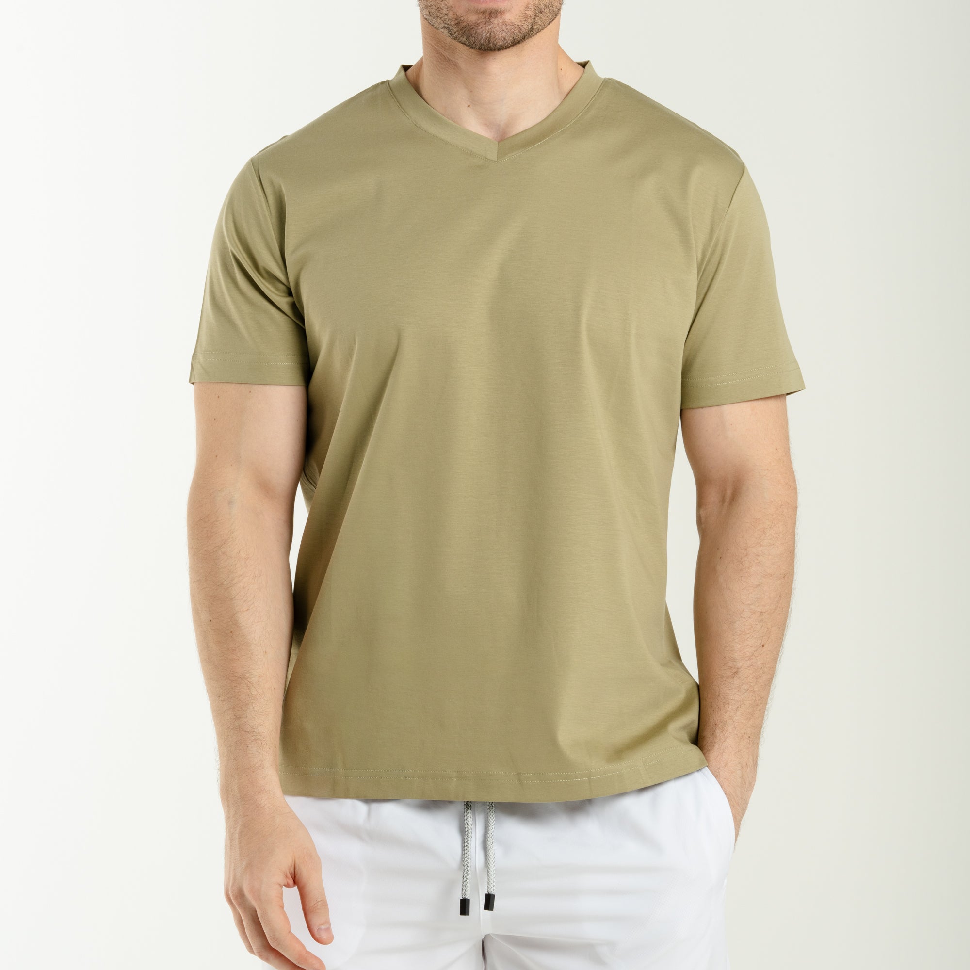 V Neck T-Shirt Olive Green